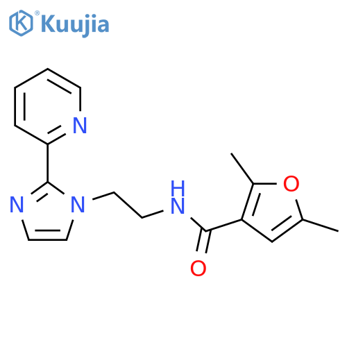 2,5-dimethyl-N-{2-2-(pyridin-2-yl)-1H-imidazol-1-ylethyl}furan-3-carboxamide structure