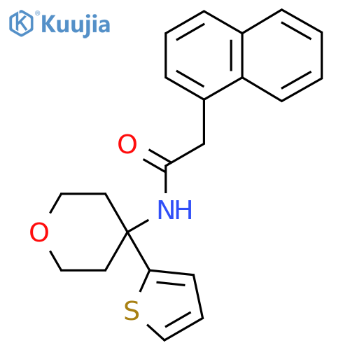 2-(naphthalen-1-yl)-N-4-(thiophen-2-yl)oxan-4-ylacetamide structure