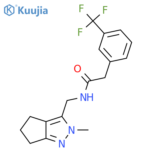 N-({2-methyl-2H,4H,5H,6H-cyclopenta[c]pyrazol-3-yl}methyl)-2-[3-(trifluoromethyl)phenyl]acetamide structure