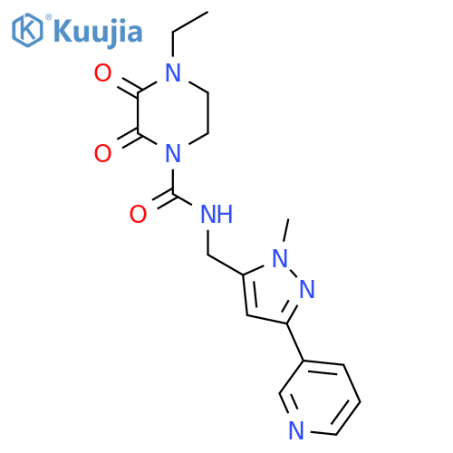 4-ethyl-N-{1-methyl-3-(pyridin-3-yl)-1H-pyrazol-5-ylmethyl}-2,3-dioxopiperazine-1-carboxamide structure
