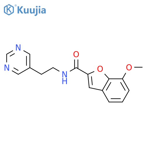 7-methoxy-N-[2-(pyrimidin-5-yl)ethyl]-1-benzofuran-2-carboxamide structure
