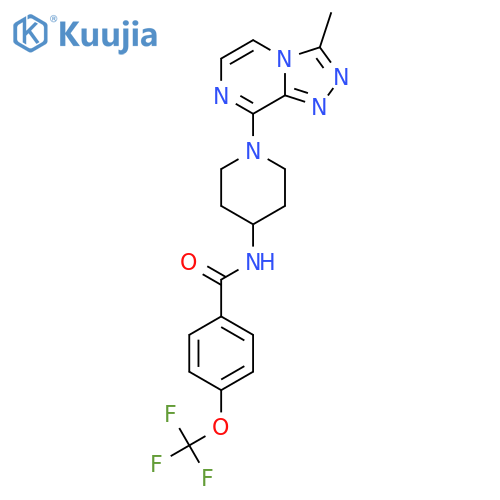 N-(1-{3-methyl-1,2,4triazolo4,3-apyrazin-8-yl}piperidin-4-yl)-4-(trifluoromethoxy)benzamide structure