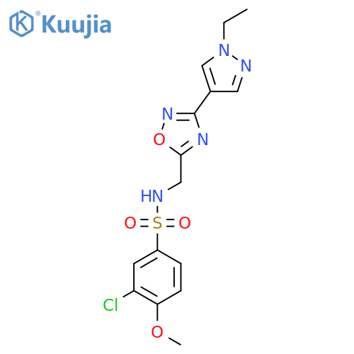 3-chloro-N-{[3-(1-ethyl-1H-pyrazol-4-yl)-1,2,4-oxadiazol-5-yl]methyl}-4-methoxybenzene-1-sulfonamide structure