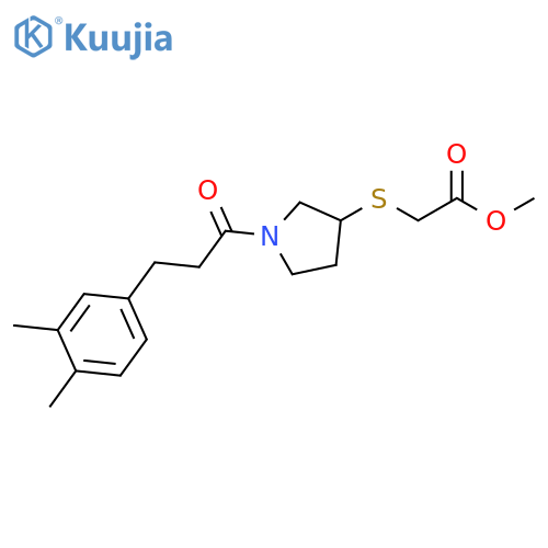 methyl 2-({1-[3-(3,4-dimethylphenyl)propanoyl]pyrrolidin-3-yl}sulfanyl)acetate structure