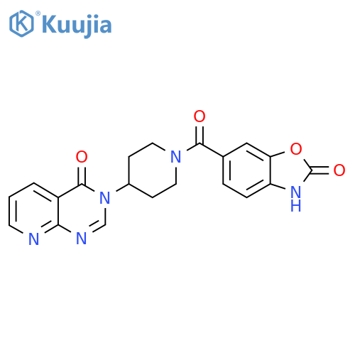 6-(4-{4-oxo-3H,4H-pyrido2,3-dpyrimidin-3-yl}piperidine-1-carbonyl)-2,3-dihydro-1,3-benzoxazol-2-one structure