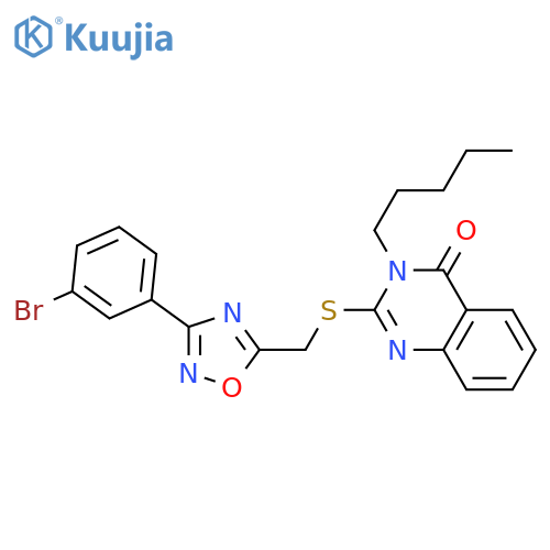 2-({3-(3-bromophenyl)-1,2,4-oxadiazol-5-ylmethyl}sulfanyl)-3-pentyl-3,4-dihydroquinazolin-4-one structure