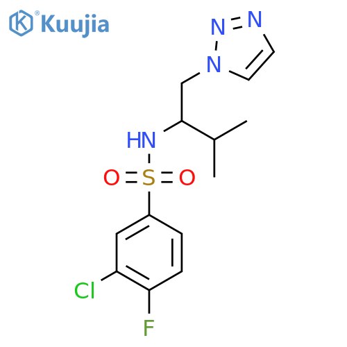 3-chloro-4-fluoro-N-[3-methyl-1-(1H-1,2,3-triazol-1-yl)butan-2-yl]benzene-1-sulfonamide structure