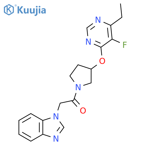 2-(1H-benzo[d]imidazol-1-yl)-1-(3-((6-ethyl-5-fluoropyrimidin-4-yl)oxy)pyrrolidin-1-yl)ethanone structure