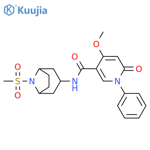 4-methoxy-N-(8-methylsulfonyl-8-azabicyclo[3.2.1]octan-3-yl)-6-oxo-1-phenylpyridine-3-carboxamide structure
