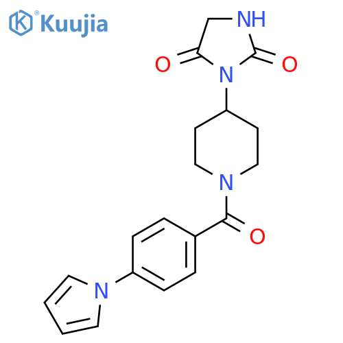 3-(1-(4-(1H-pyrrol-1-yl)benzoyl)piperidin-4-yl)imidazolidine-2,4-dione structure