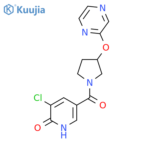 3-chloro-5-[3-(pyrazin-2-yloxy)pyrrolidine-1-carbonyl]pyridin-2-ol structure
