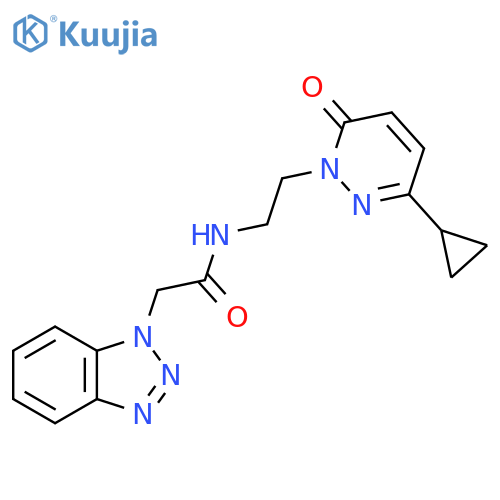 2-(1H-1,2,3-benzotriazol-1-yl)-N-[2-(3-cyclopropyl-6-oxo-1,6-dihydropyridazin-1-yl)ethyl]acetamide structure