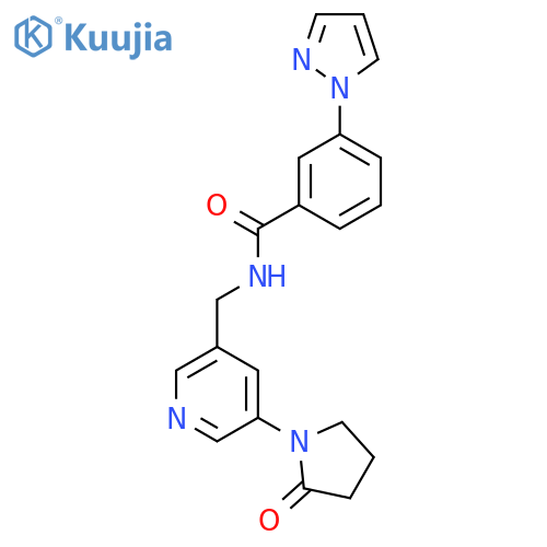 N-{[5-(2-oxopyrrolidin-1-yl)pyridin-3-yl]methyl}-3-(1H-pyrazol-1-yl)benzamide structure