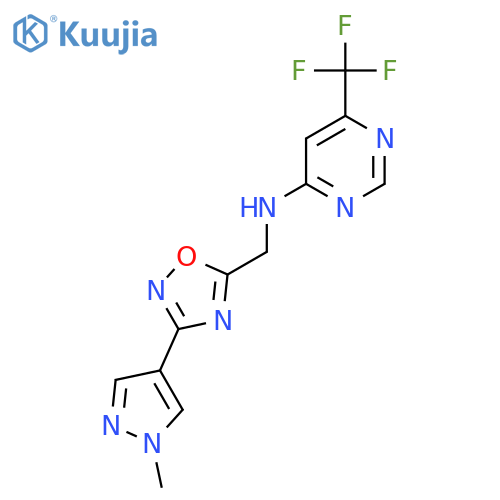 N-{[3-(1-methyl-1H-pyrazol-4-yl)-1,2,4-oxadiazol-5-yl]methyl}-6-(trifluoromethyl)pyrimidin-4-amine structure