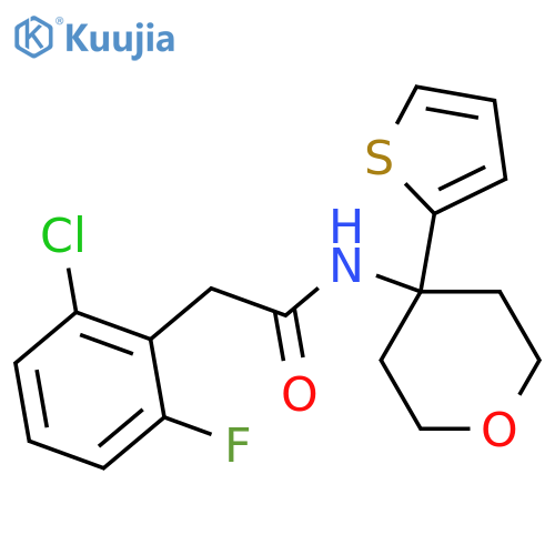 2-(2-chloro-6-fluorophenyl)-N-4-(thiophen-2-yl)oxan-4-ylacetamide structure