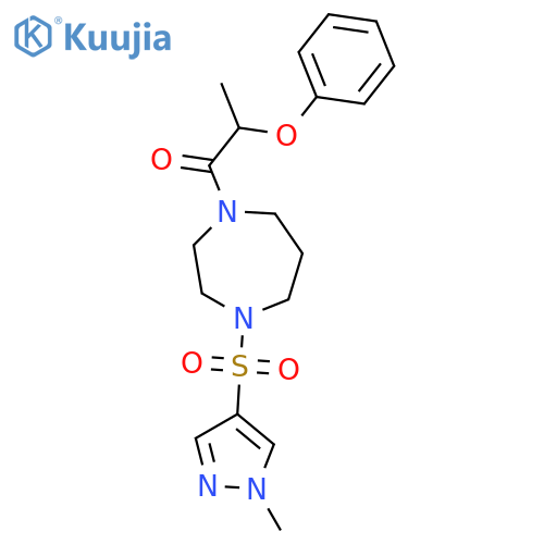 1-{4-[(1-methyl-1H-pyrazol-4-yl)sulfonyl]-1,4-diazepan-1-yl}-2-phenoxypropan-1-one structure