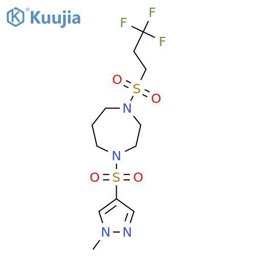 1-[(1-methyl-1H-pyrazol-4-yl)sulfonyl]-4-(3,3,3-trifluoropropanesulfonyl)-1,4-diazepane structure