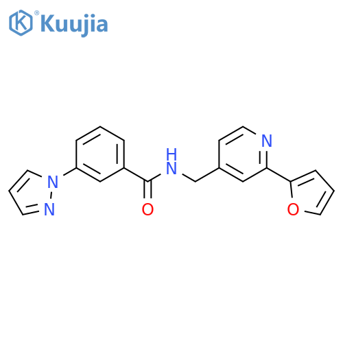N-{[2-(furan-2-yl)pyridin-4-yl]methyl}-3-(1H-pyrazol-1-yl)benzamide structure