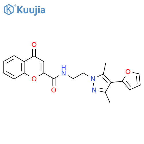 N-{2-[4-(furan-2-yl)-3,5-dimethyl-1H-pyrazol-1-yl]ethyl}-4-oxo-4H-chromene-2-carboxamide structure