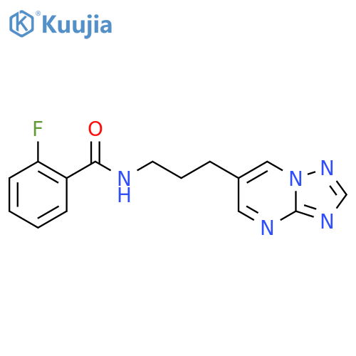 N-(3-([1,2,4]triazolo[1,5-a]pyrimidin-6-yl)propyl)-2-fluorobenzamide structure