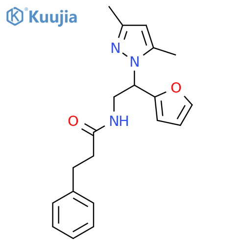 N-[2-(3,5-dimethyl-1H-pyrazol-1-yl)-2-(furan-2-yl)ethyl]-3-phenylpropanamide structure