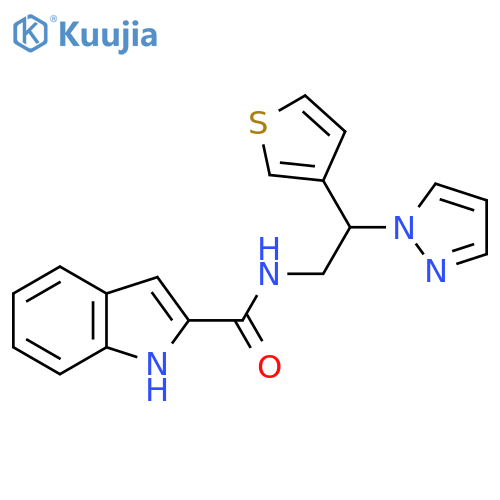 N-[2-(1H-pyrazol-1-yl)-2-(thiophen-3-yl)ethyl]-1H-indole-2-carboxamide structure