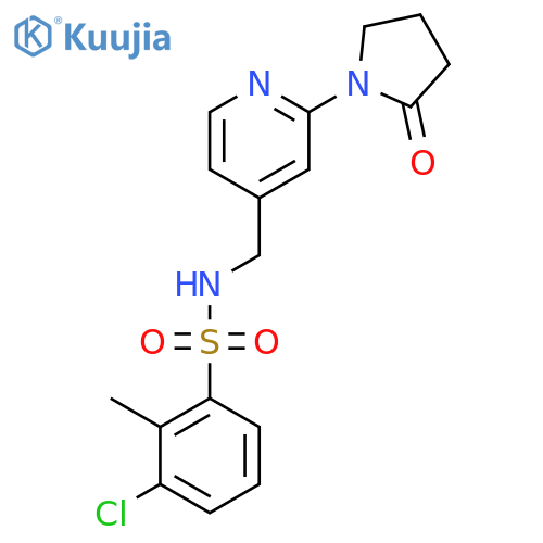 3-chloro-2-methyl-N-{[2-(2-oxopyrrolidin-1-yl)pyridin-4-yl]methyl}benzene-1-sulfonamide structure