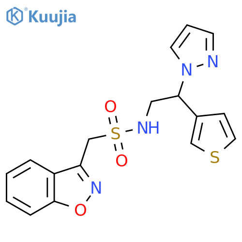 N-(2-(1H-pyrazol-1-yl)-2-(thiophen-3-yl)ethyl)-1-(benzo[d]isoxazol-3-yl)methanesulfonamide structure