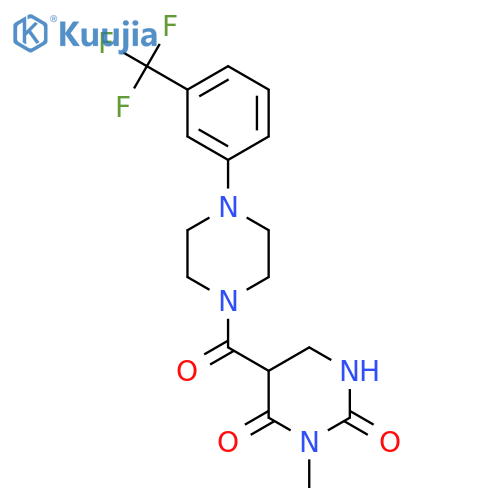 3-methyl-5-{4-3-(trifluoromethyl)phenylpiperazine-1-carbonyl}-1,2,3,4-tetrahydropyrimidine-2,4-dione structure