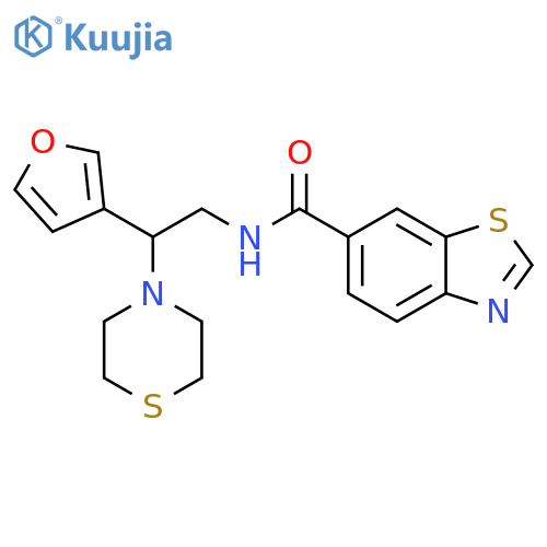 N-2-(furan-3-yl)-2-(thiomorpholin-4-yl)ethyl-1,3-benzothiazole-6-carboxamide structure