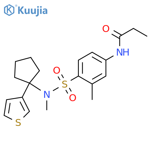 N-3-methyl-4-({1-(thiophen-3-yl)cyclopentylmethyl}sulfamoyl)phenylpropanamide structure