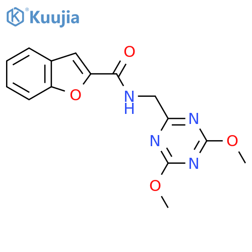 N-(4,6-dimethoxy-1,3,5-triazin-2-yl)methyl-1-benzofuran-2-carboxamide structure