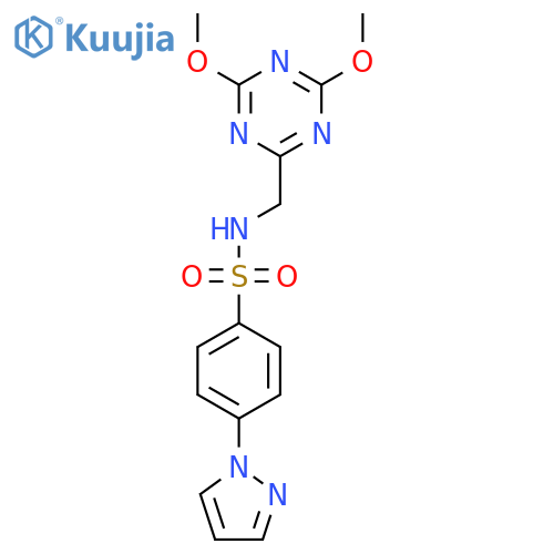 N-(4,6-dimethoxy-1,3,5-triazin-2-yl)methyl-4-(1H-pyrazol-1-yl)benzene-1-sulfonamide structure