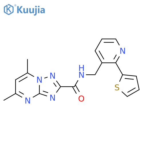 5,7-dimethyl-N-{2-(thiophen-2-yl)pyridin-3-ylmethyl}-1,2,4triazolo1,5-apyrimidine-2-carboxamide structure