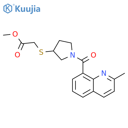 methyl 2-{[1-(2-methylquinoline-8-carbonyl)pyrrolidin-3-yl]sulfanyl}acetate structure