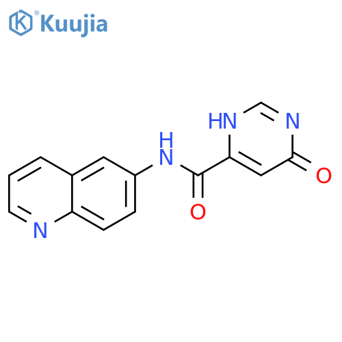 6-hydroxy-N-(quinolin-6-yl)pyrimidine-4-carboxamide structure