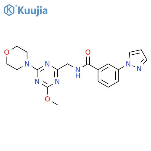 N-{4-methoxy-6-(morpholin-4-yl)-1,3,5-triazin-2-ylmethyl}-3-(1H-pyrazol-1-yl)benzamide structure
