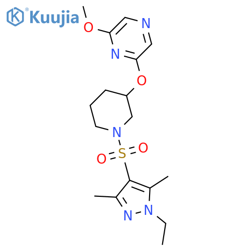 2-({1-[(1-ethyl-3,5-dimethyl-1H-pyrazol-4-yl)sulfonyl]piperidin-3-yl}oxy)-6-methoxypyrazine structure