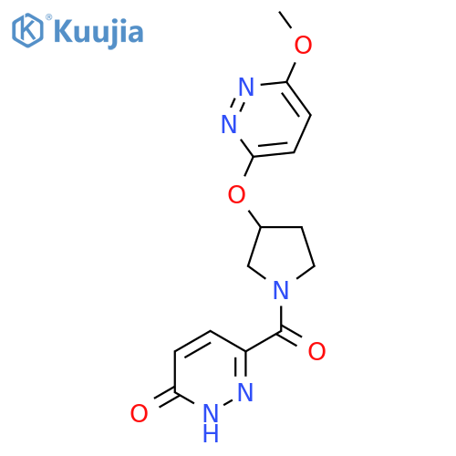 6-{3-[(6-methoxypyridazin-3-yl)oxy]pyrrolidine-1-carbonyl}-2,3-dihydropyridazin-3-one structure