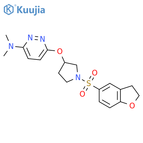 6-{[1-(2,3-dihydro-1-benzofuran-5-sulfonyl)pyrrolidin-3-yl]oxy}-N,N-dimethylpyridazin-3-amine structure