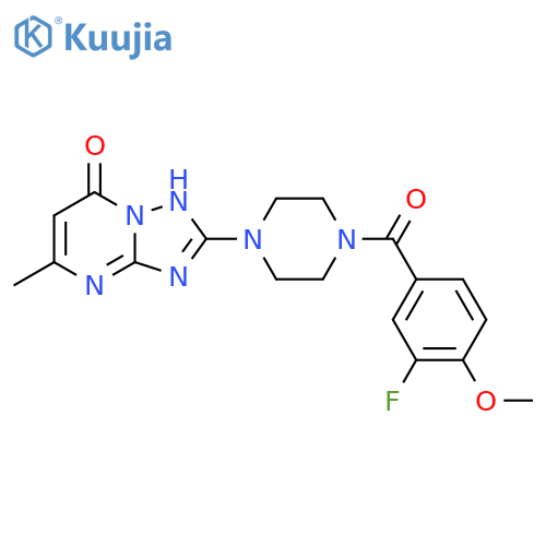 2-4-(3-fluoro-4-methoxybenzoyl)piperazin-1-yl-5-methyl-4H,7H-1,2,4triazolo1,5-apyrimidin-7-one structure
