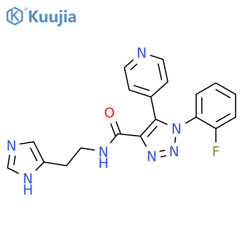 1-(2-fluorophenyl)-N-[2-(1H-imidazol-4-yl)ethyl]-5-(pyridin-4-yl)-1H-1,2,3-triazole-4-carboxamide structure