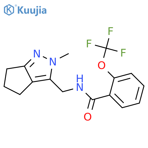 N-({2-methyl-2H,4H,5H,6H-cyclopenta[c]pyrazol-3-yl}methyl)-2-(trifluoromethoxy)benzamide structure