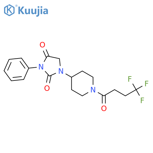 3-phenyl-1-[1-(4,4,4-trifluorobutanoyl)piperidin-4-yl]imidazolidine-2,4-dione structure