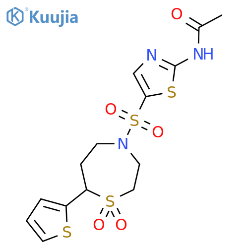 N-(5-{1,1-dioxo-7-(thiophen-2-yl)-1lambda6,4-thiazepan-4-ylsulfonyl}-1,3-thiazol-2-yl)acetamide structure