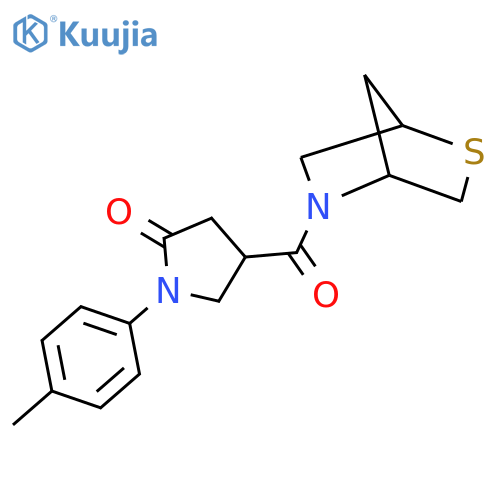 1-(4-methylphenyl)-4-{2-thia-5-azabicyclo[2.2.1]heptane-5-carbonyl}pyrrolidin-2-one structure