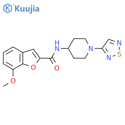 7-methoxy-N-[1-(1,2,5-thiadiazol-3-yl)piperidin-4-yl]-1-benzofuran-2-carboxamide structure