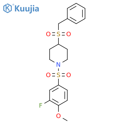 1-(3-fluoro-4-methoxybenzenesulfonyl)-4-phenylmethanesulfonylpiperidine structure