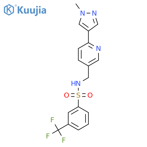 N-{6-(1-methyl-1H-pyrazol-4-yl)pyridin-3-ylmethyl}-3-(trifluoromethyl)benzene-1-sulfonamide structure