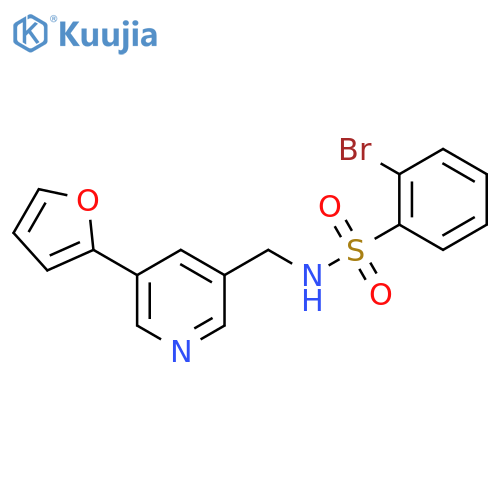 2-bromo-N-{5-(furan-2-yl)pyridin-3-ylmethyl}benzene-1-sulfonamide structure
